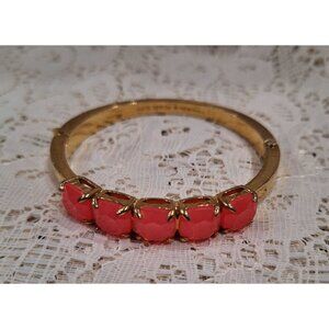 EUC Kate Spade New York "Squared Away" Gold Plated Bangle Bracelet w/ Gemstones